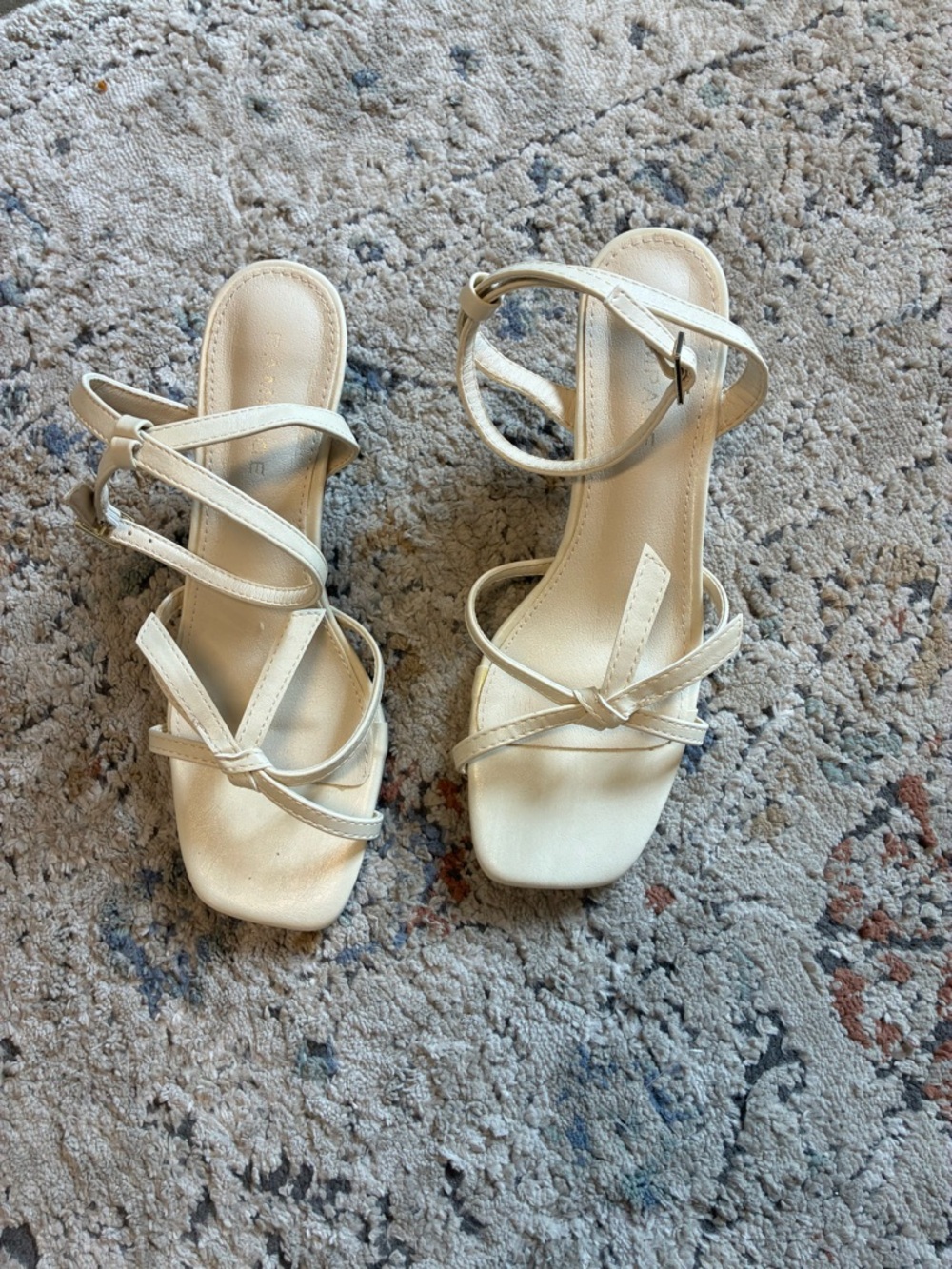 Women's Strappy Square-Toe Sandals in Cream